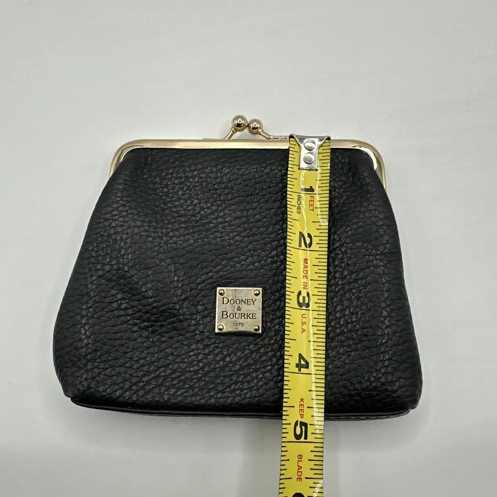 Dooney and Bourke Pebbled Leather Kiss Coin Lock Credit Card Black Purse